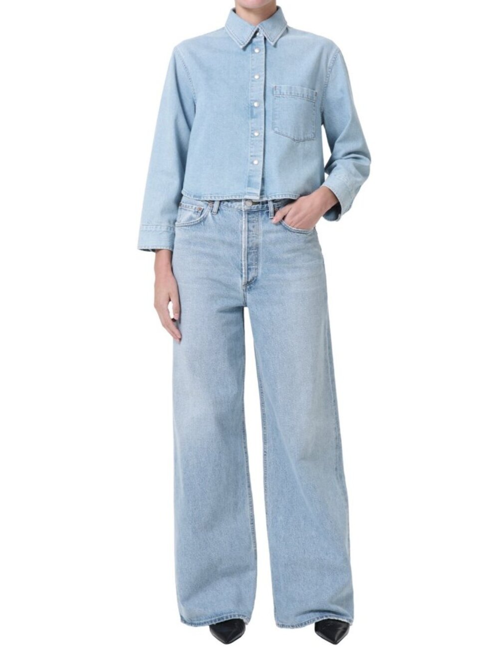 NWT AGOLDE Dame in Conflict High Rise Wide Leg No Cuff Rigid Jeans 26 - Picture 11 of 13